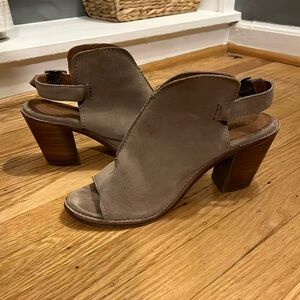FRYE suede heeled sandals.